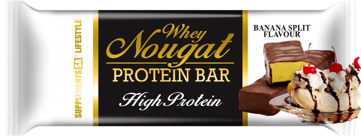 Whey Nougat Protein Bar 50g Banana Split - Chrome (1471x637), Png Download