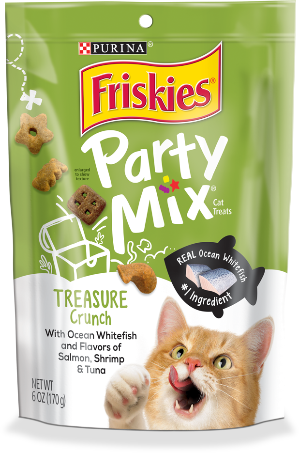 Party Mix Treasure Crunch - Purina Friskies Flaked With Tuna Cat Food 156 G (1400x978), Png Download