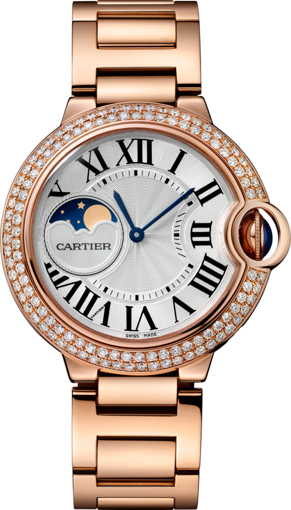 Ballon Bleu De Cartier Watch37 Mm, 18k Pink Gold, Sapphire, - Cartier Ballon Bleu Moonphase (586x1024), Png Download