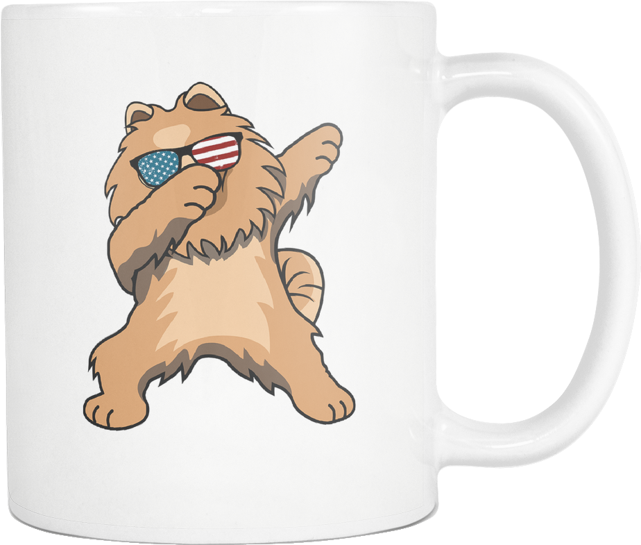 Dabbing Pomeranian Dog America Flag - Pomeranian (1024x1024), Png Download