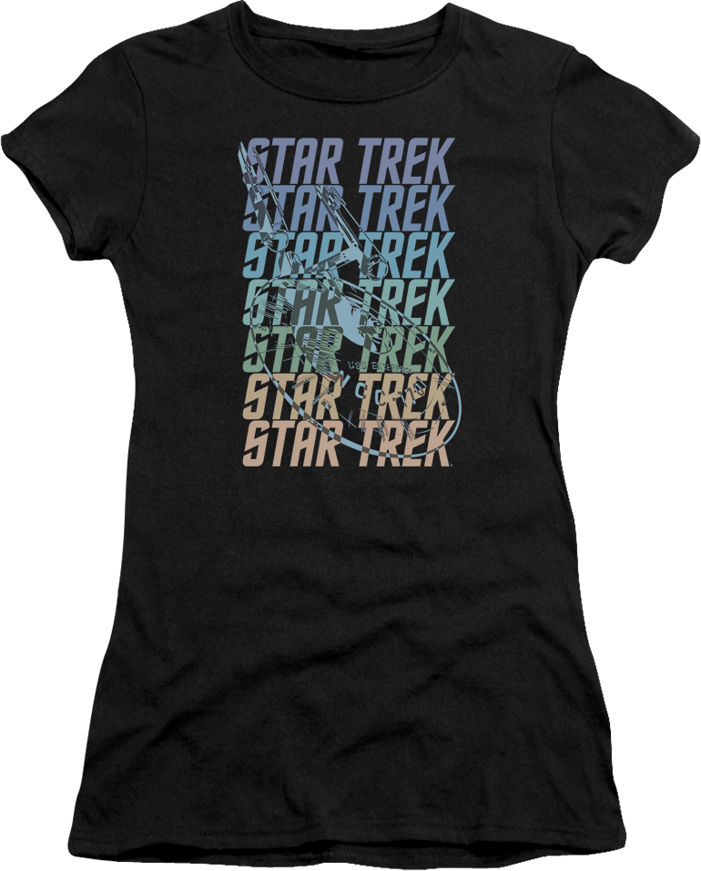 Junior Star Trek Shirt - Star Trek - Multi Logo Enterprise T-shirt Size S (770x956), Png Download