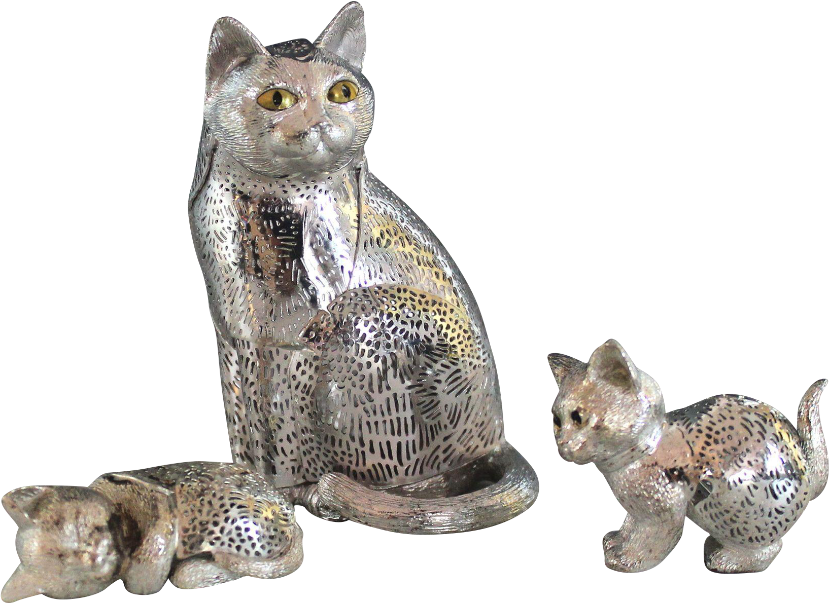 Christofle France Silverplate Cat Family, Cat With - Cat (1633x1633), Png Download