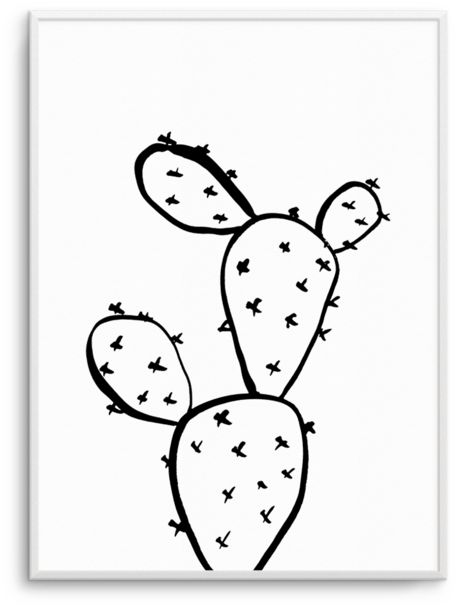 Modern Wall Art Prints & Posters Olive Et Oriel - Prickly Pear Cactus Drawing (600x756), Png Download
