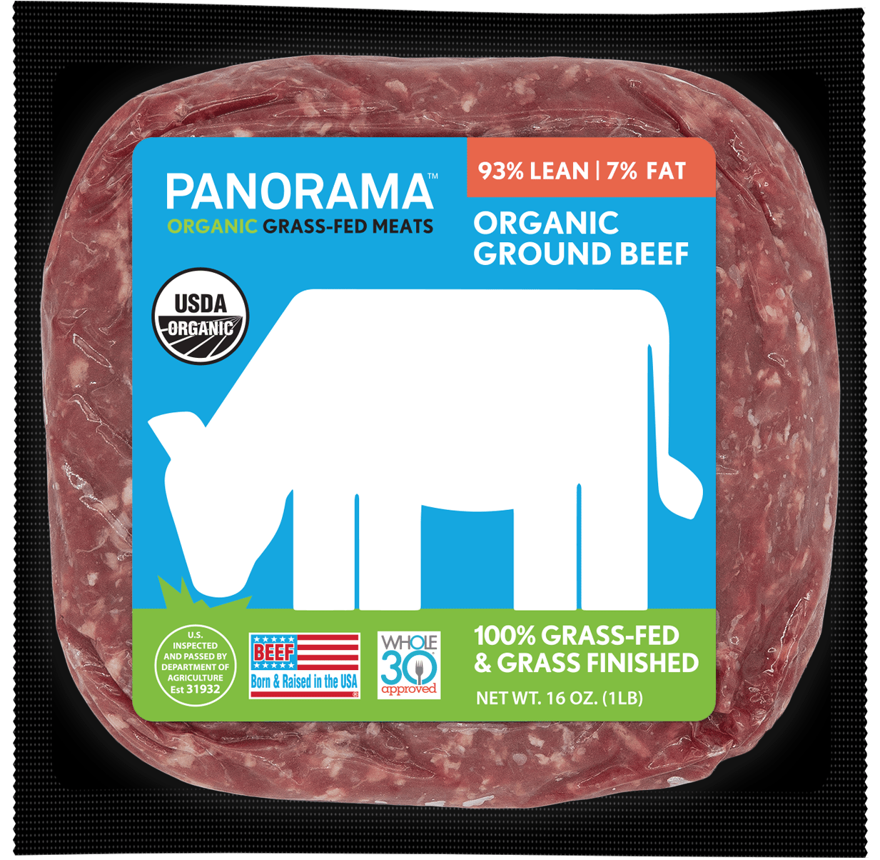 Pano - Panorama Beef, Ground, 93%/7%, Organic, 100% Grassfed (1800x1800), Png Download