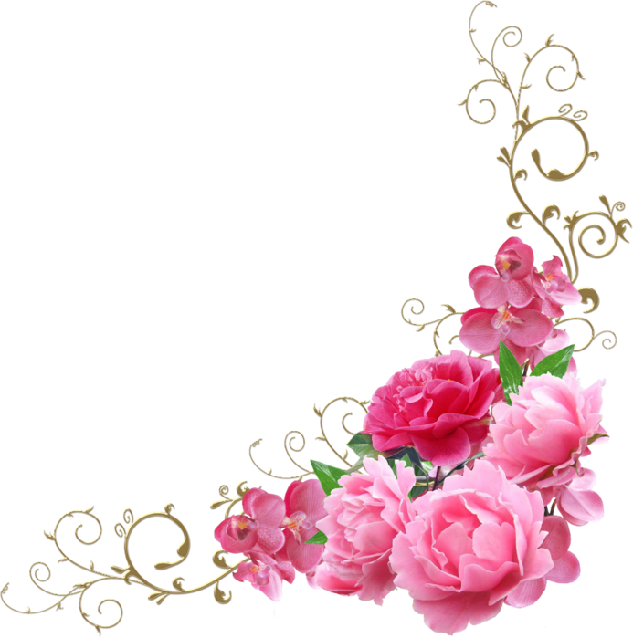 Image Transparent Download Forgetmenot Flowers Peonies - Corner Pink Flower (693x699), Png Download