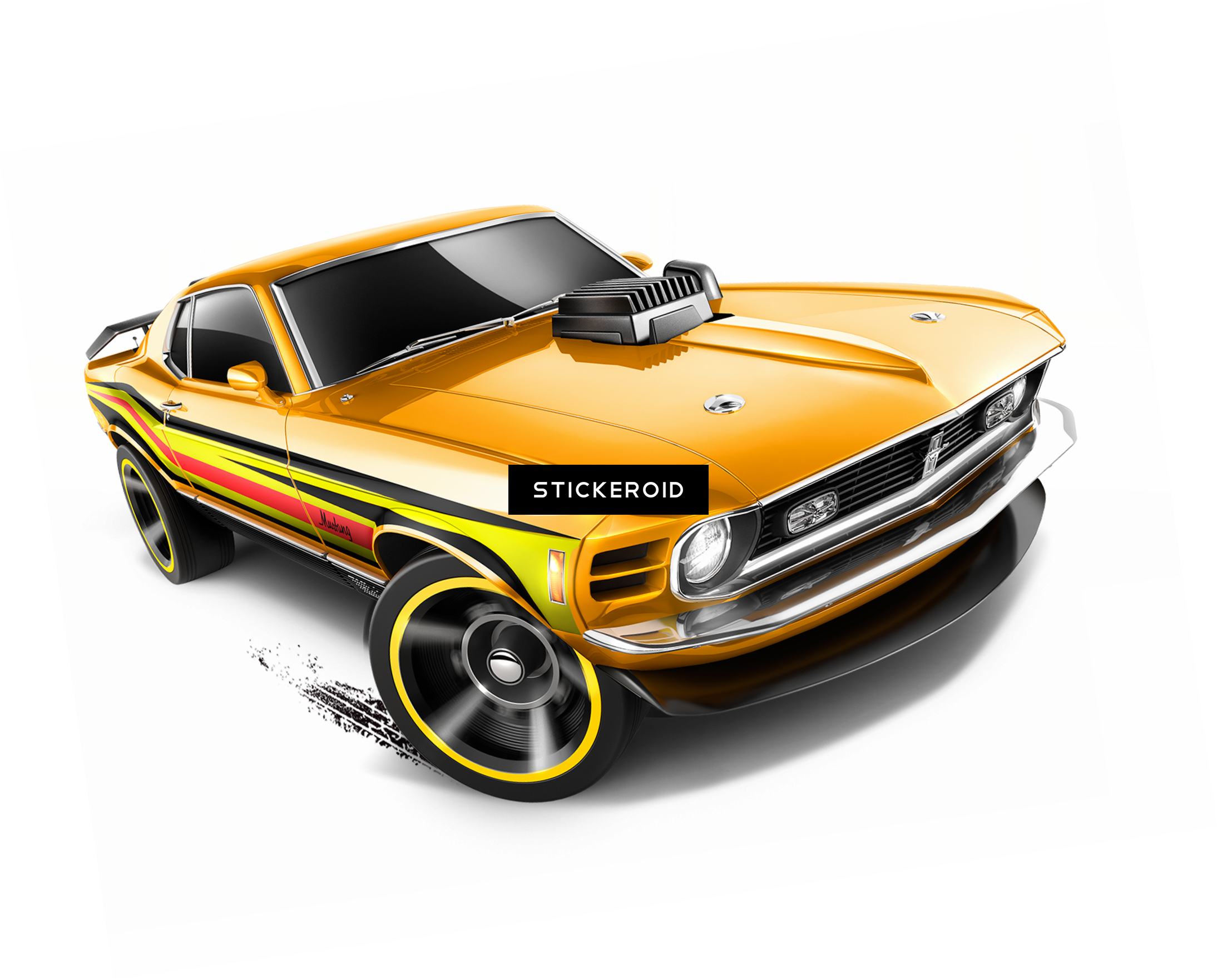 Ford Mustang Cars - Hot Wheels, 2014 Hw City, 70 Ford Mustang Mach 1 [yellow] (2188x1763), Png Download