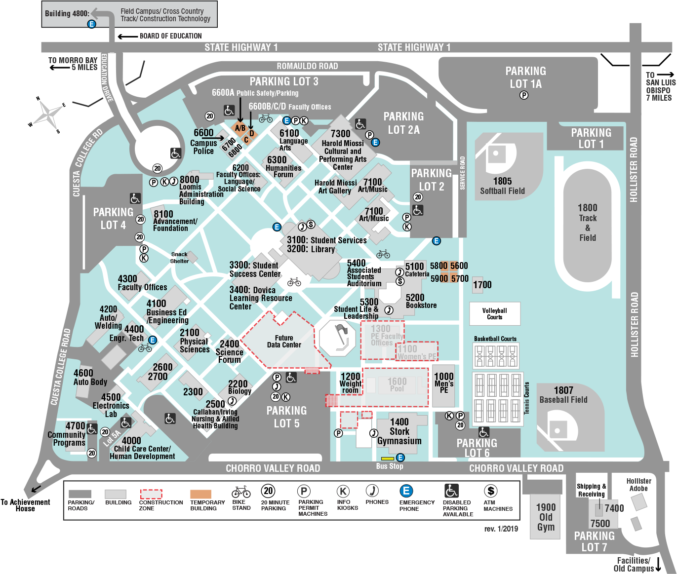 Admissions & Records - Cuesta College Slo Map (1393x1167), Png Download