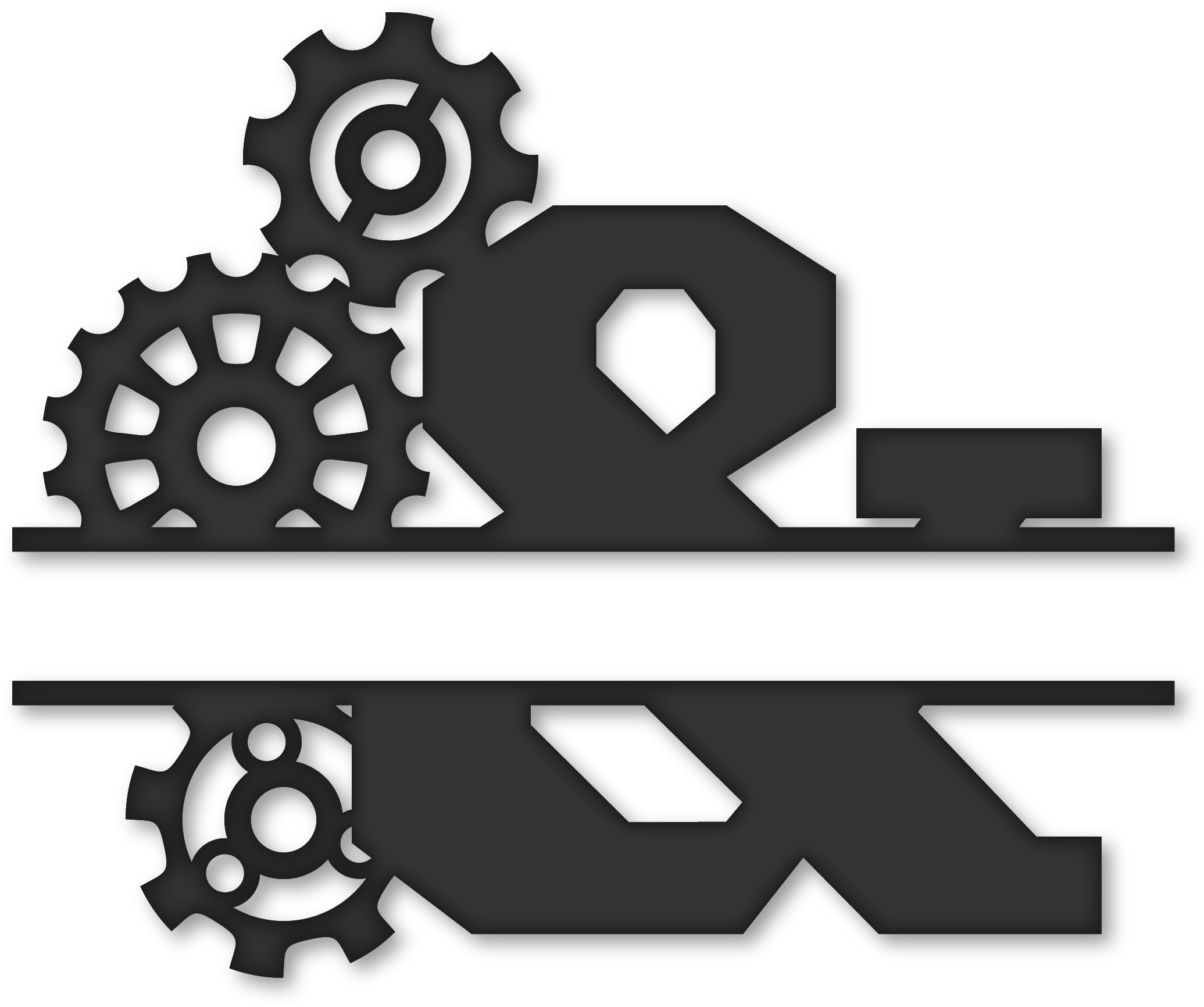 Split Monogram Gears J (2090x1750), Png Download