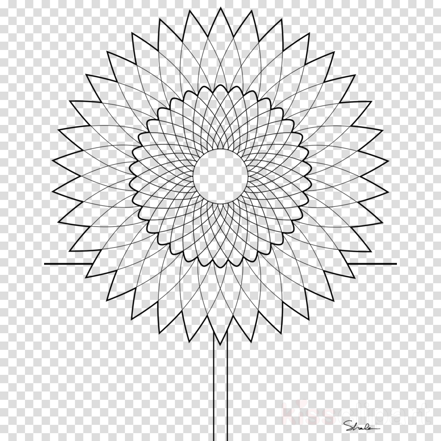 Fibonacci Coloring Pages Clipart Coloring Book Mandala - Рисунок Подсолнуха Черно Белый (900x900), Png Download