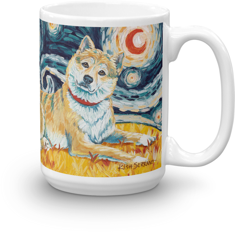 Shiba Inu Starry Night Mug-15oz - Dog (1000x1000), Png Download