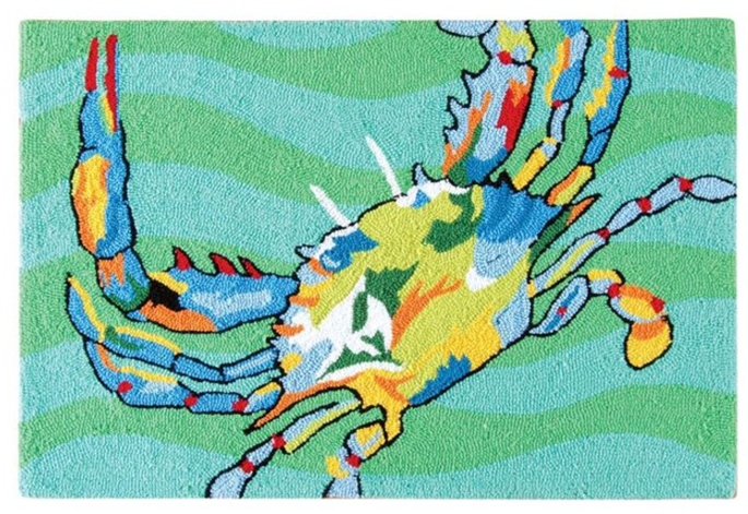 Blue Crab Throw Rug - C & F Enterprises Coastal Blue Crab Watercolor (774x1024), Png Download