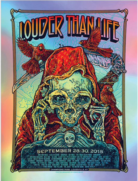 Louder Than Life 2018 Foil Poster - Jpeg (600x600), Png Download