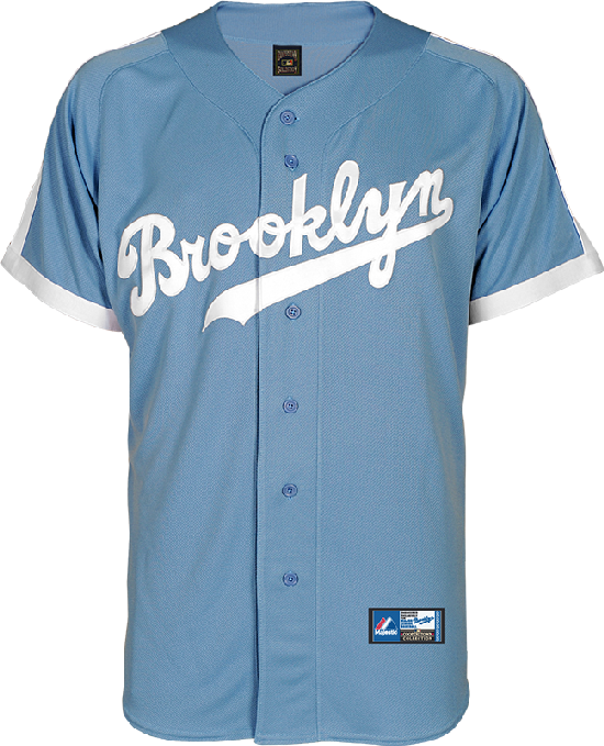 Brooklyn Dodgers Replica Baseball Jersey By Majestic - Baby Blue Brooklyn Dodgers Jersey (550x679), Png Download