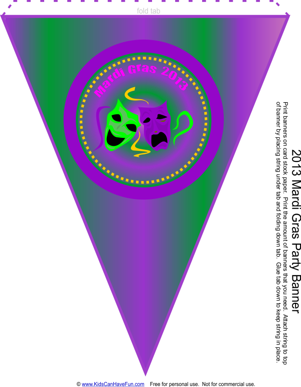 Mardi Gras Party Banner - Mardi Gras Banners Printables (600x772), Png Download