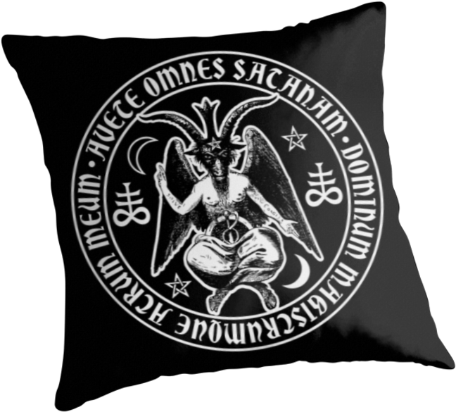 Baphomet & Satanic Crosses With Hail Satan Inscription" - Cabochon Glass Necklace Silver/bronze/black Pendant (831x788), Png Download