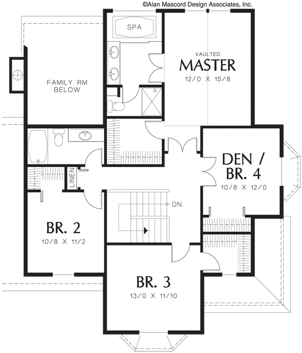 Upper Floor Plan Of Mascord Plan (703x847), Png Download