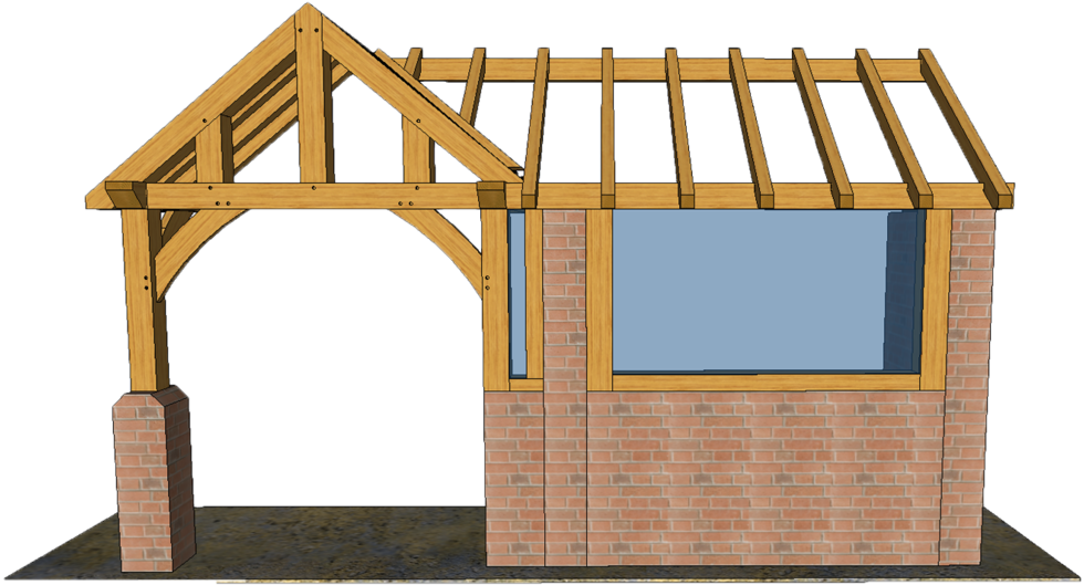 Traditional Porch And Glazed Bay Window 3d1 - Window (1000x548), Png Download