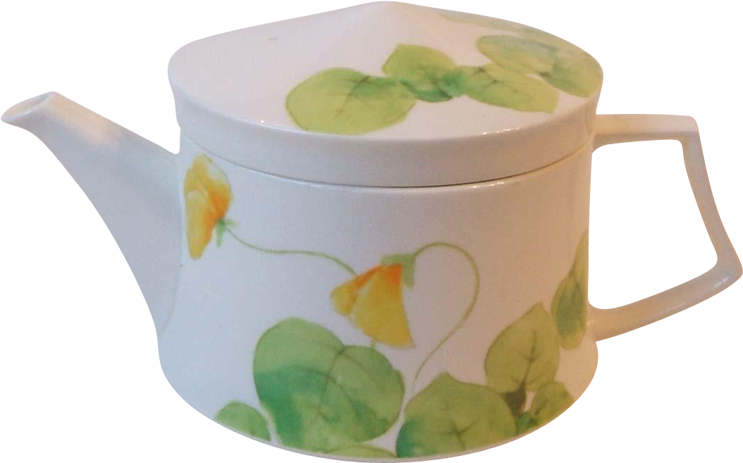 Mikasa China Water Flowers Lilies Yellow 2 Cup Teapot (1053x1053), Png Download