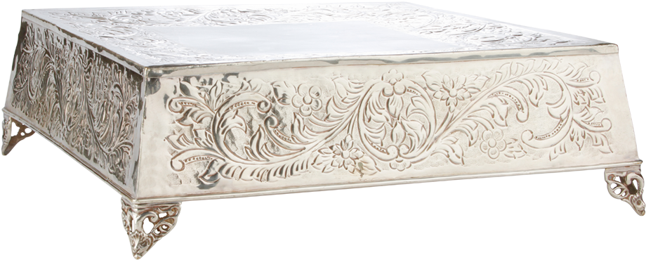 Embossed Silver Cake Stand - Coffee Table (980x980), Png Download