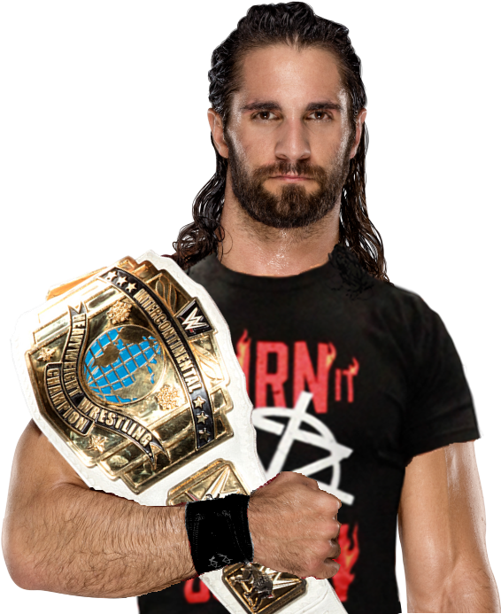 Seth Rollins With Intercontinental Title (576x696), Png Download