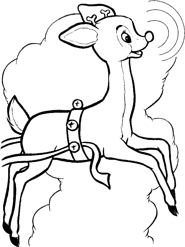 Cute Rudolph Gets A Signal From His Nose Coloring For - Christmas Colouring In Reindeers (593x804), Png Download
