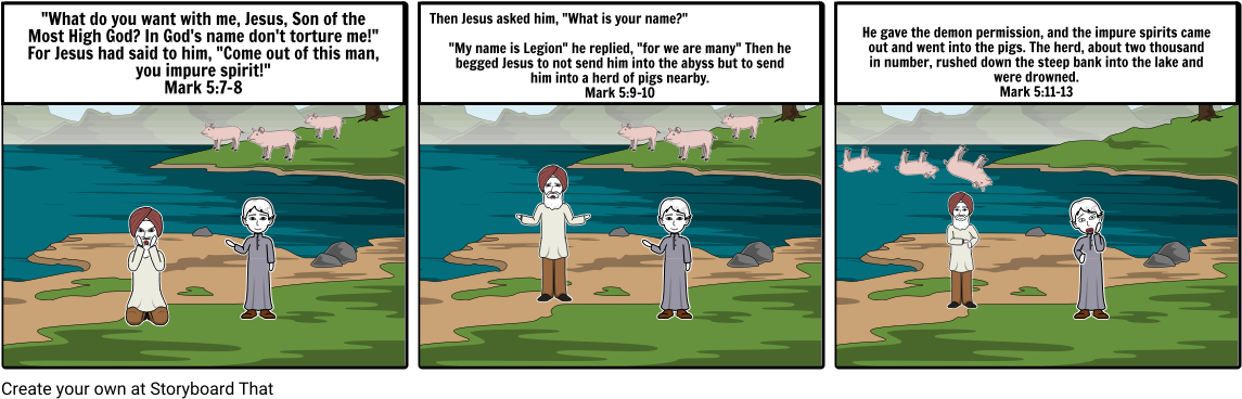 Jesus Restores A Demon-possessed Man (1164x385), Png Download