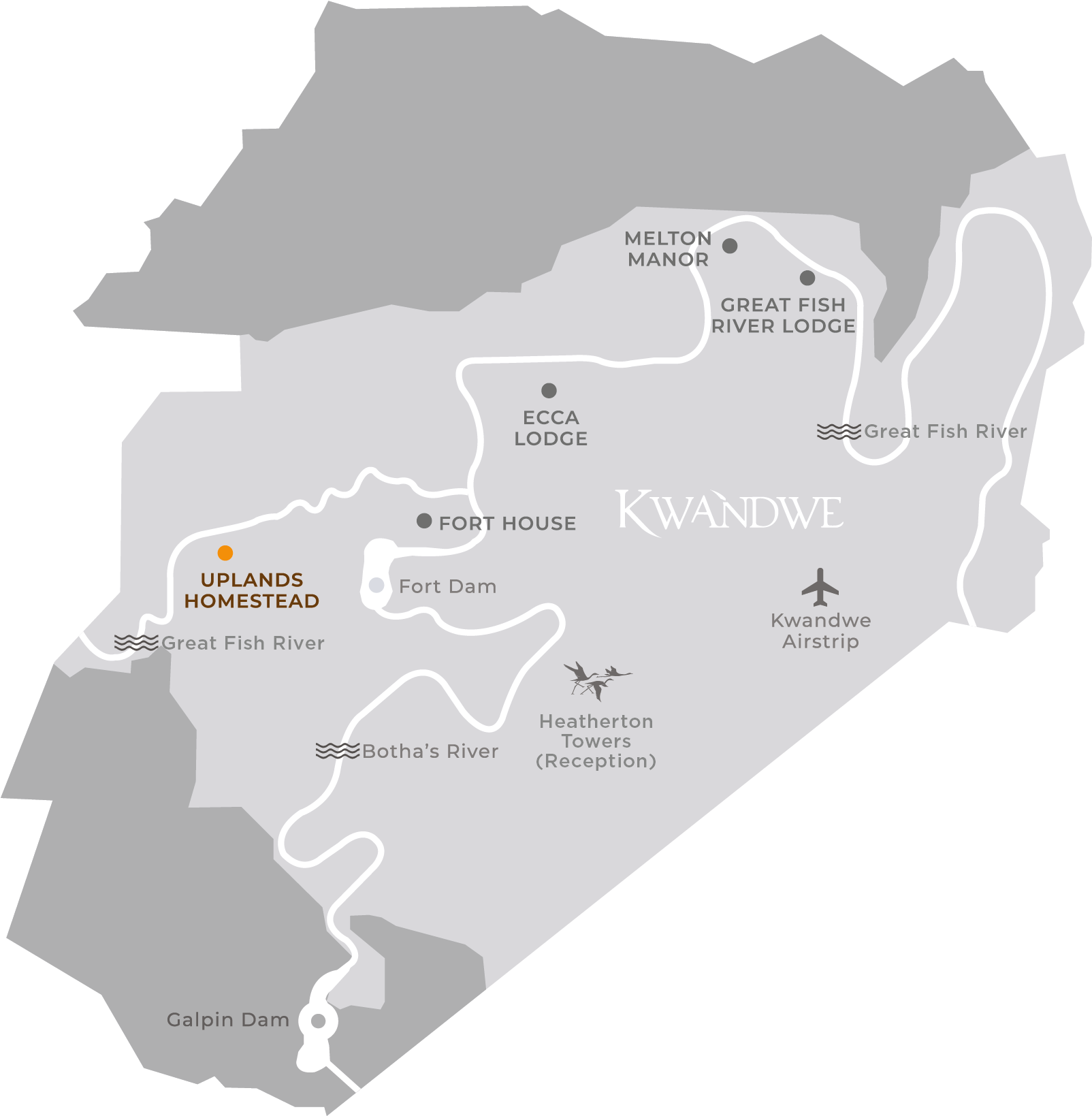 Uplands Homestead Map - Kwandwe Private Game Reserve (1893x1739), Png Download