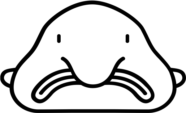 Blobfish Black And White (600x600), Png Download