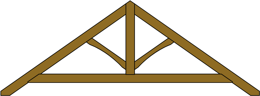 King Post Roof Truss With Collar-tie - Telhado Terça Caibro Ripa (1024x517), Png Download
