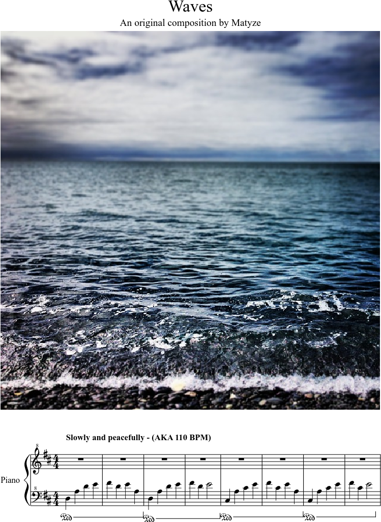 Musescore Piano Sheet Music, Waves, Piano Music Notes, - Galismens Private Listing For Hunter Whitfield - Men's (827x1169), Png Download