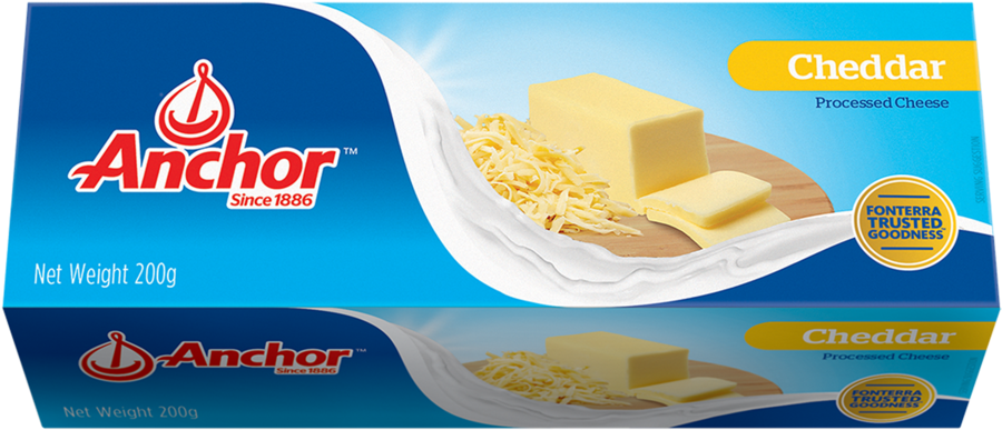 Anchor Cheddar Block 200g - Anchor Cheddar Cheese Block 200g (1057x1279), Png Download