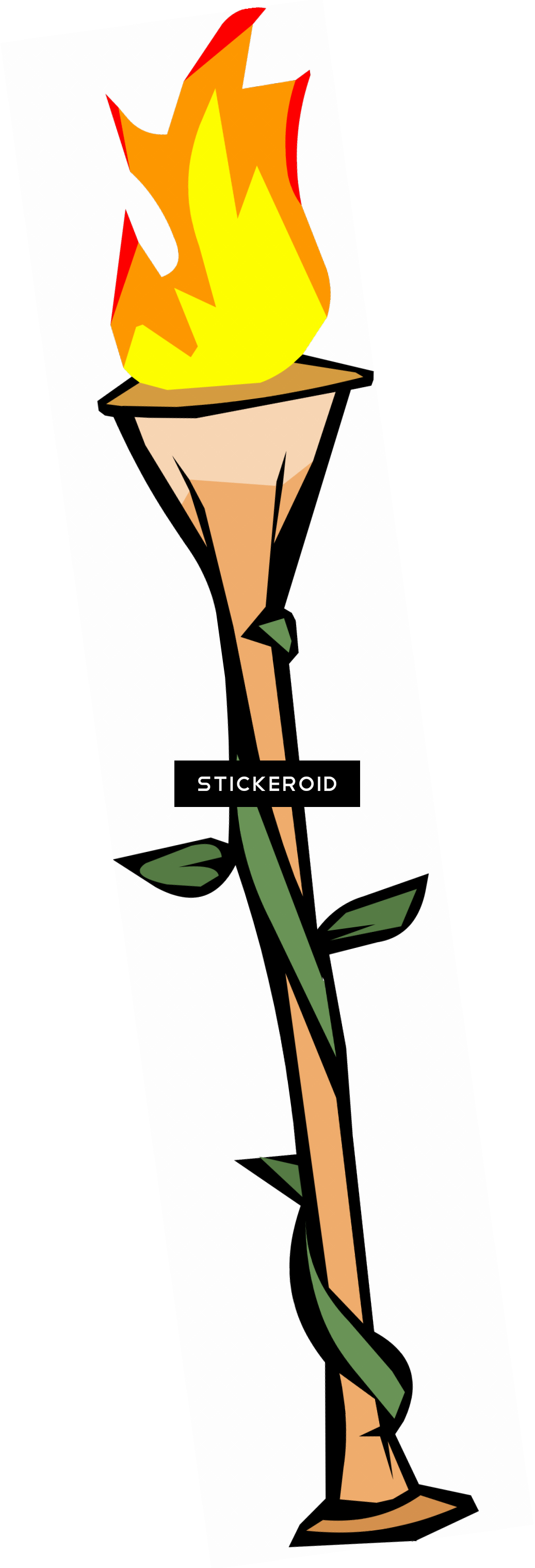 Bamboo Torch - Tiki Torch Clipart (1037x3037), Png Download