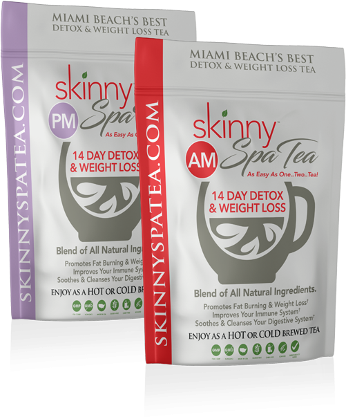 Skinny Spa Tea™ 14 Day Combo - Carton (500x986), Png Download