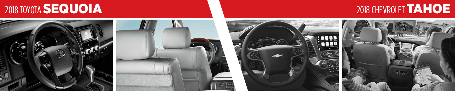 2018 Toyota Sequoia Vs 2018 Chevrolet Tahoe Interior - 2018 Chevrolet Tahoe (1500x305), Png Download