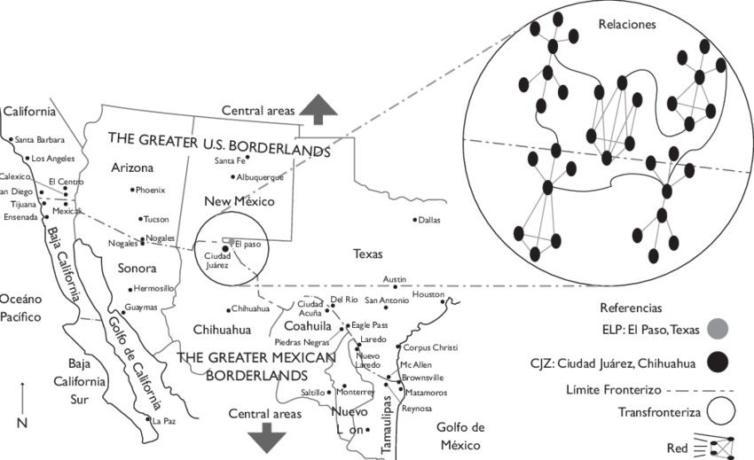 Mapa Holístico De La Red Transfronteriza En La Región - Ciudad Juárez (850x519), Png Download