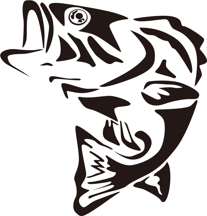 Largemouth Bass Fishing Clip Art - Bass Fishing Clip Art Black And White (1000x1000), Png Download