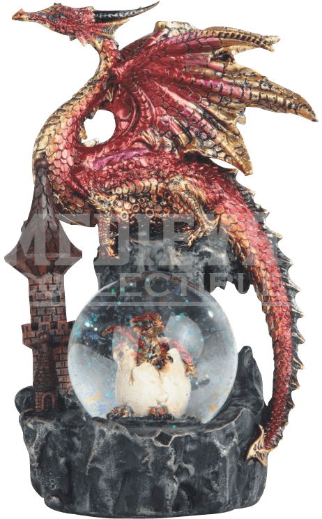 Red Dragon On Castle Snow Globe - Stealstreet Ss-g-71502 Metallic Dragon & Hatching (742x742), Png Download