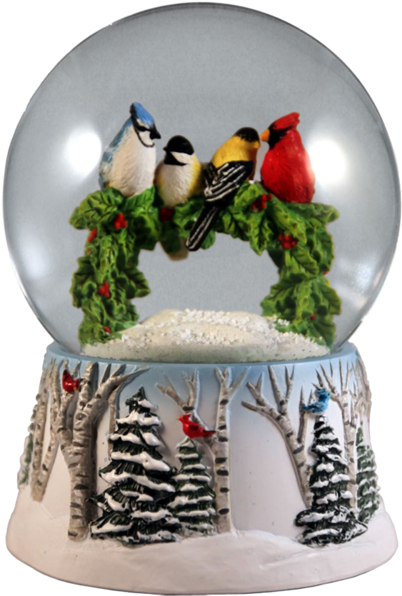 Multi Birds On A Wreath - Multi Birds On A Wreath Water Globe (900x900), Png Download