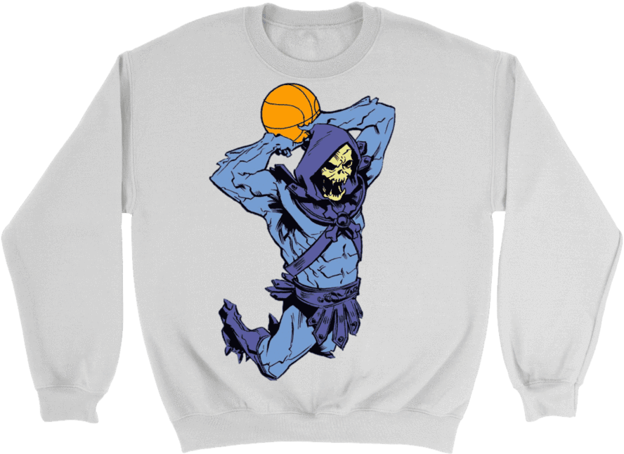 Crewneck Sweatshirt / White / S Dunking Skeletor Sweatshirt - Vizsla Ugly Christmas Sweater. Unisex Sweatshirt. Dog. (900x900), Png Download