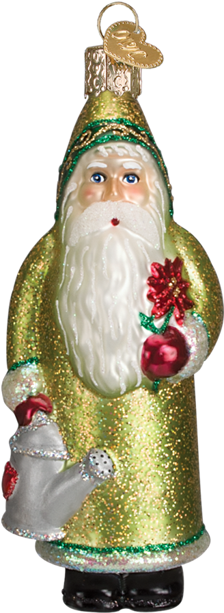 Old World Christmas Blooming Santa Glass Ornament - Blooming Garden Santa Glass Ornament By Old World Christmas (1000x1000), Png Download