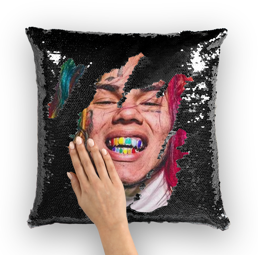 6ix9ine Sequin Pillow (900x900), Png Download