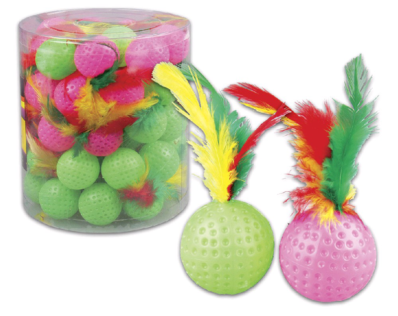 Cat Toy Feather Ball - Cat Ball With Feather (990x743), Png Download
