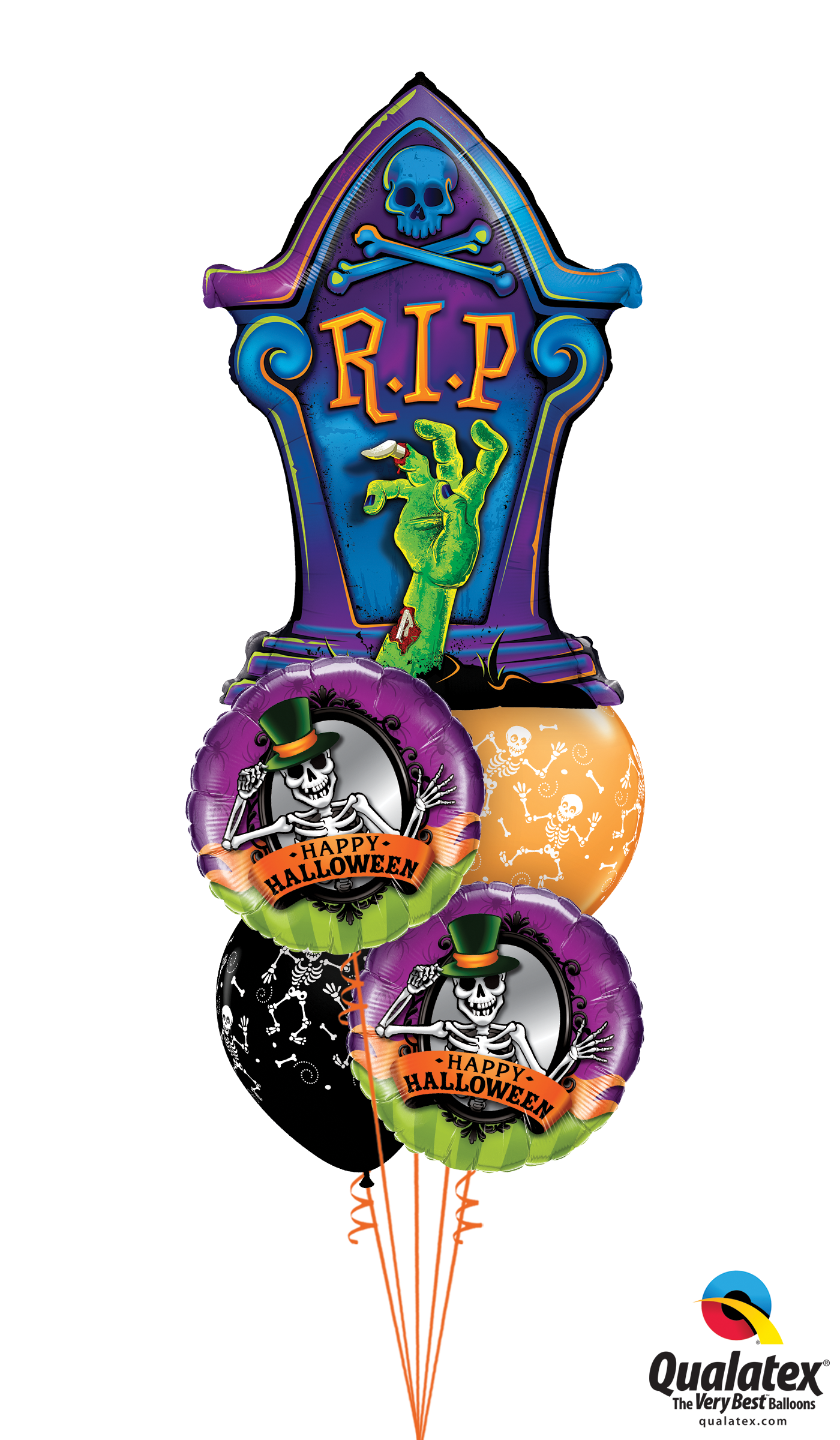 Party Ghoul Balloon Bouquet - Halloween Skeleton Mirror Foil Balloon (1400x2400), Png Download