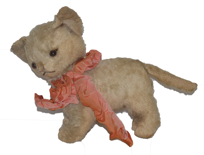 Old Doll Cat Toy Mohair Stuffed Cat Kitten Kitty Jointed - Teddy Bear (671x510), Png Download