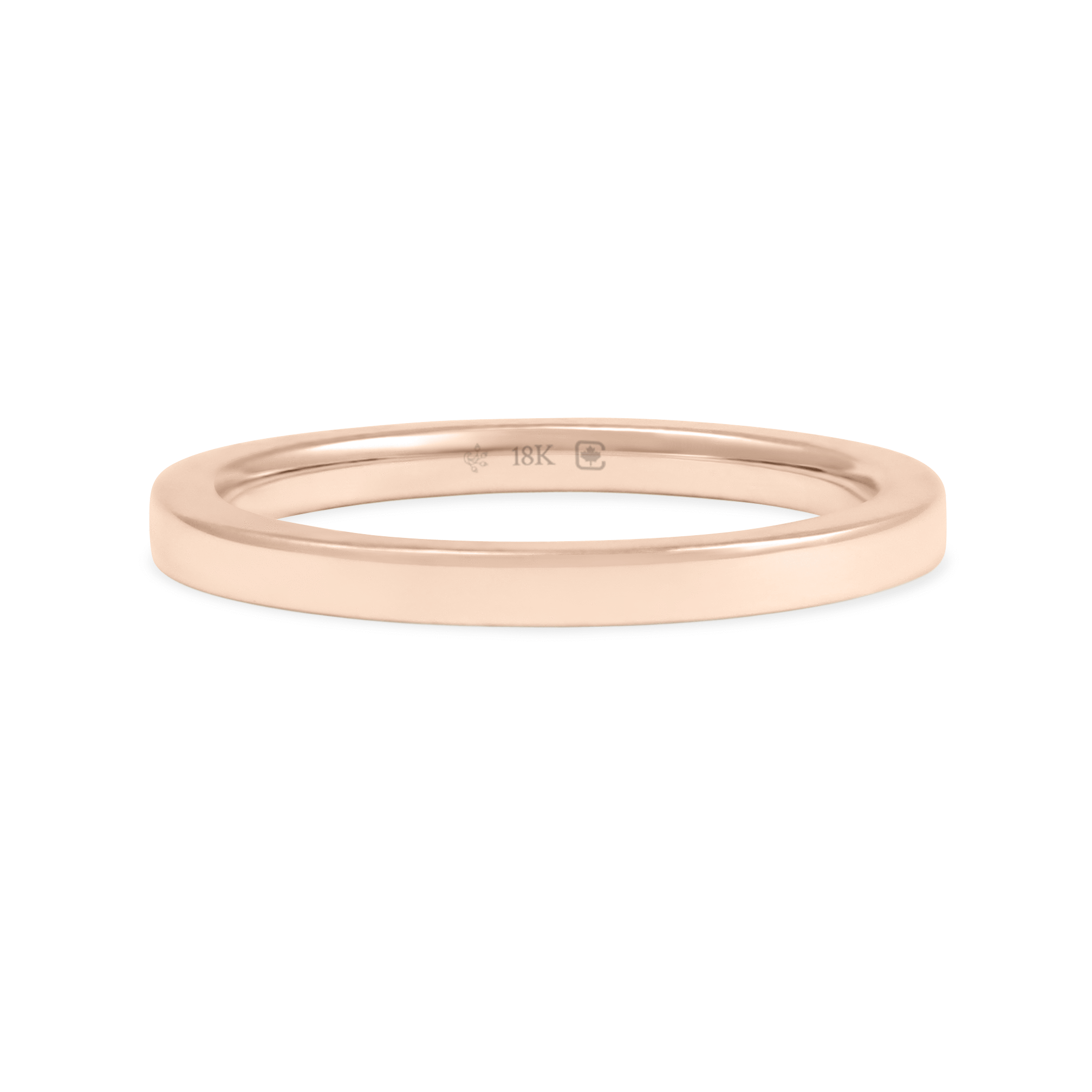 2mm Flat Band 18k Certified Recycled Pink Rose Gold - Engagement Ring (2016x2016), Png Download