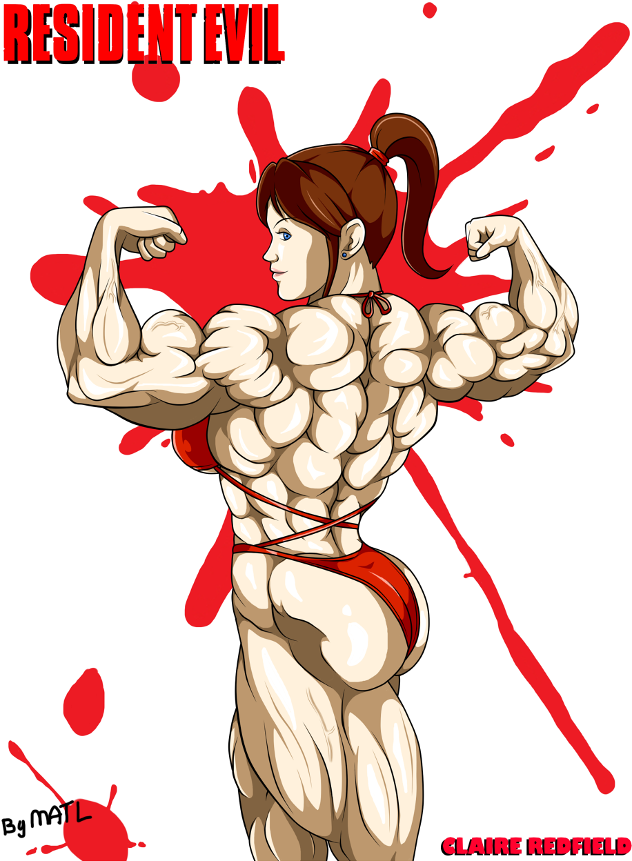 Biceps Drawing Back Double Bicep Picture Transparent - Claire Redfield Muscle Growth (769x1039), Png Download