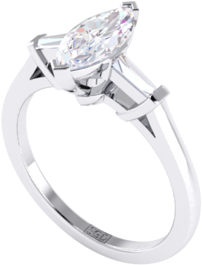 Tapered Baguette Cut Diamond Engagement Ring - Diamond Cut (600x600), Png Download