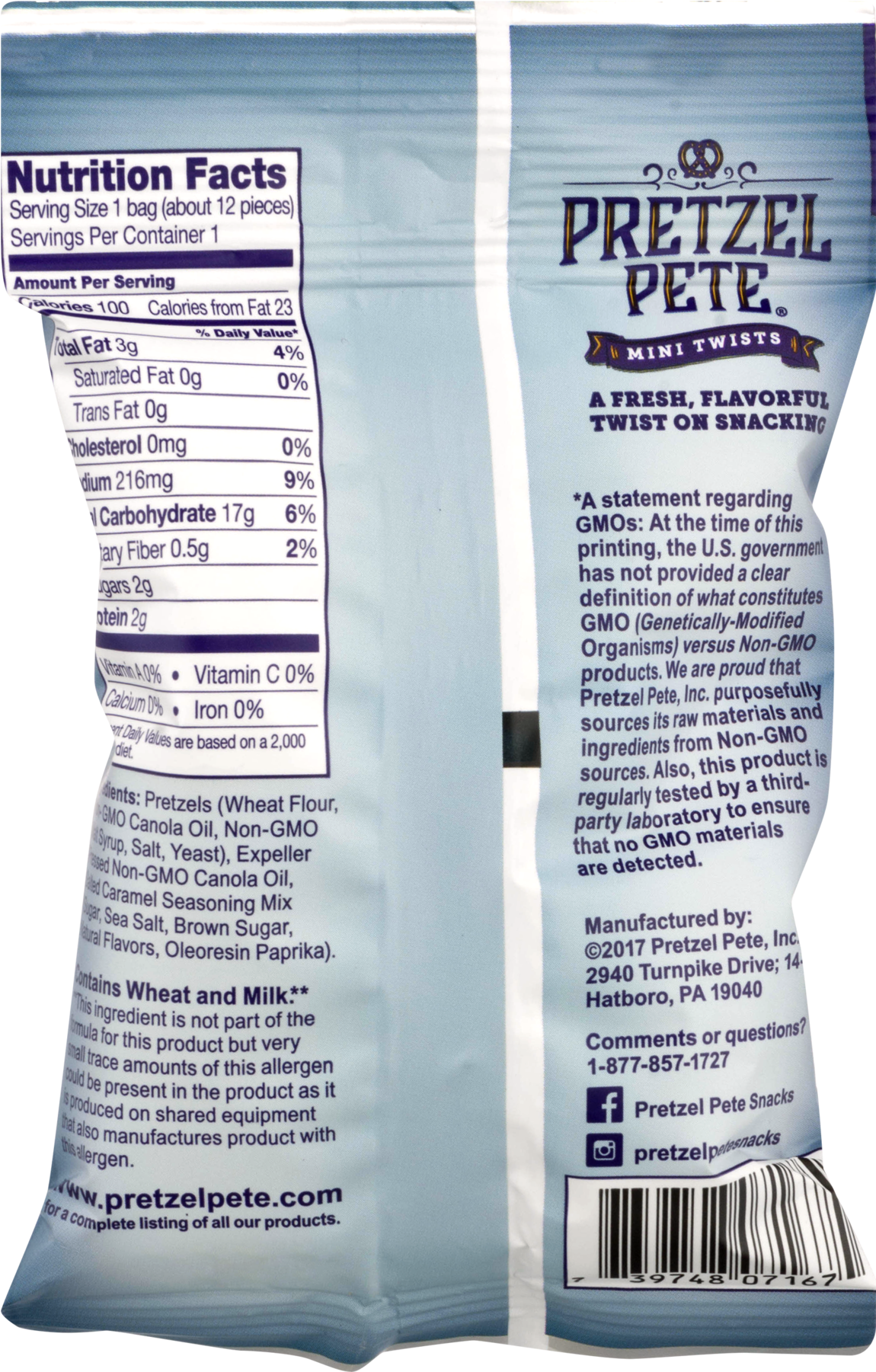 Pretzel Pete Mini Twists, 100 Calorie Pack, Salted - Pretzel Pete Mini Twists Pretzels, Smoky Barbeque - (1800x1800), Png Download