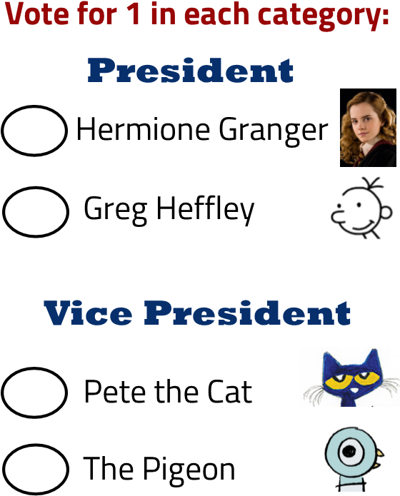 A Mock Ballot For Kids Who Can Choose Between Hermione - Diary Of A Wimpy Kid (566x747), Png Download