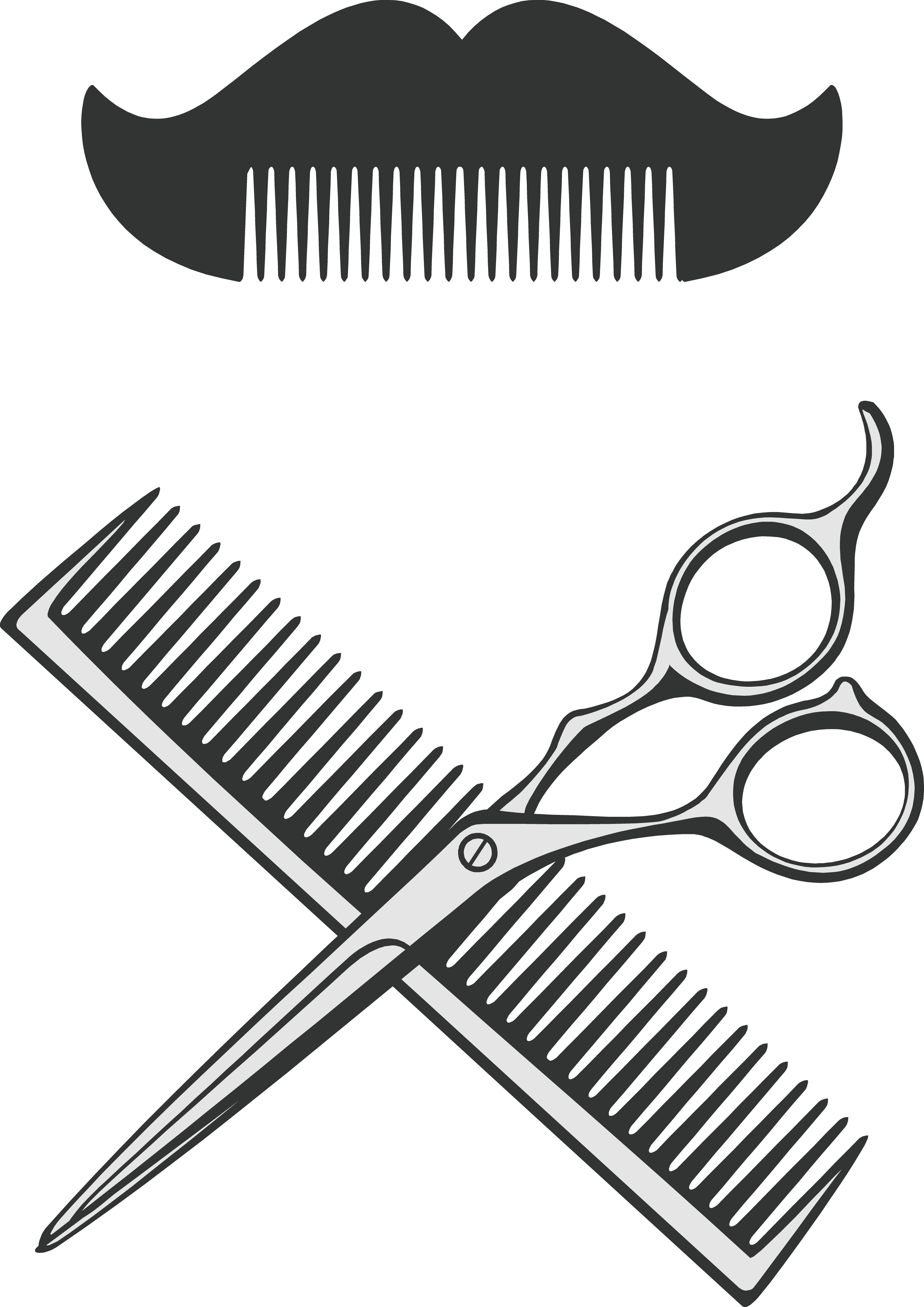 Clipart Transparent Bannana Clip Comb - Scissors And Comb Png White (4044x5719), Png Download